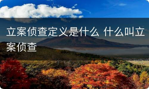 立案侦查定义是什么 什么叫立案侦查