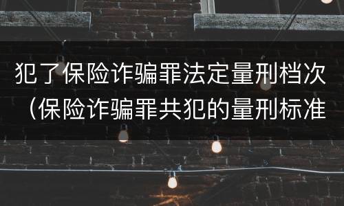 犯了保险诈骗罪法定量刑档次（保险诈骗罪共犯的量刑标准）