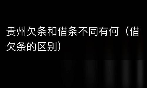 贵州欠条和借条不同有何（借欠条的区别）