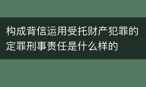 构成背信运用受托财产犯罪的定罪刑事责任是什么样的