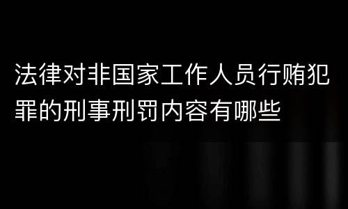 法律对非国家工作人员行贿犯罪的刑事刑罚内容有哪些