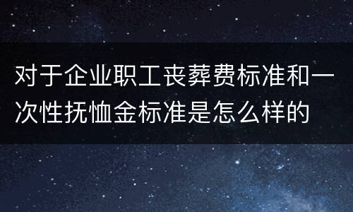 对于企业职工丧葬费标准和一次性抚恤金标准是怎么样的