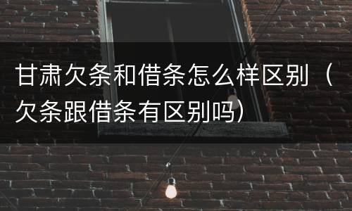 甘肃欠条和借条怎么样区别（欠条跟借条有区别吗）