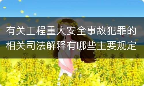 有关工程重大安全事故犯罪的相关司法解释有哪些主要规定