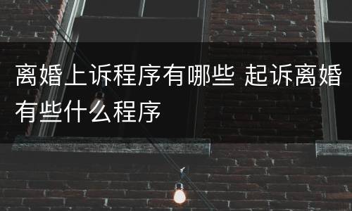 离婚上诉程序有哪些 起诉离婚有些什么程序