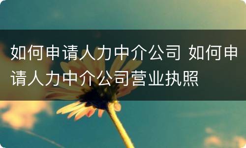 如何申请人力中介公司 如何申请人力中介公司营业执照