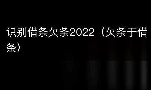 识别借条欠条2022（欠条于借条）