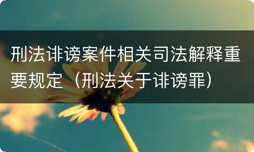 刑法诽谤案件相关司法解释重要规定（刑法关于诽谤罪）
