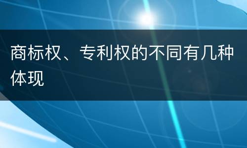 商标权、专利权的不同有几种体现