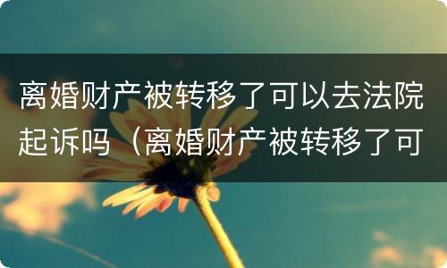 离婚财产被转移了可以去法院起诉吗（离婚财产被转移了可以去法院起诉吗）