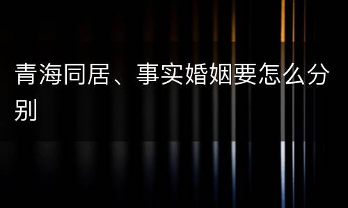 青海同居、事实婚姻要怎么分别