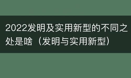 2022发明及实用新型的不同之处是啥（发明与实用新型）