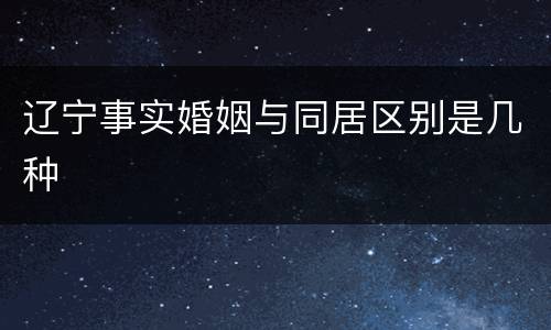 辽宁事实婚姻与同居区别是几种