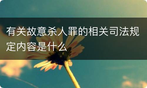 有关故意杀人罪的相关司法规定内容是什么