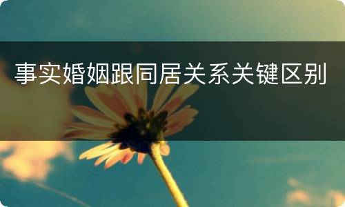 事实婚姻跟同居关系关键区别