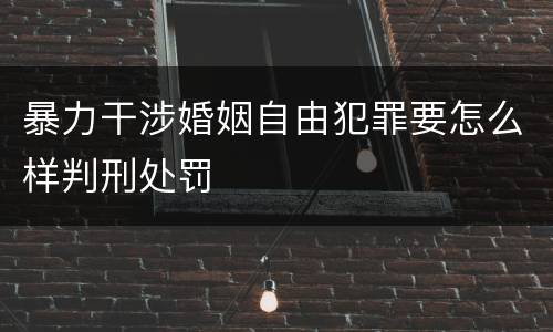 暴力干涉婚姻自由犯罪要怎么样判刑处罚