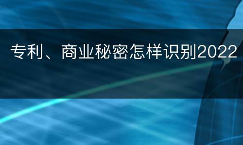 专利、商业秘密怎样识别2022