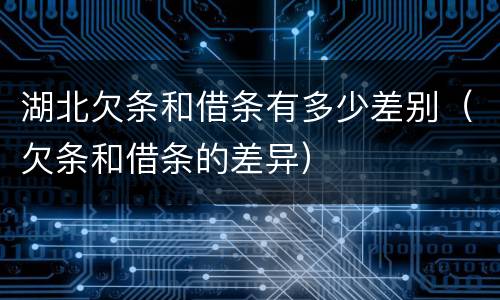 湖北欠条和借条有多少差别（欠条和借条的差异）