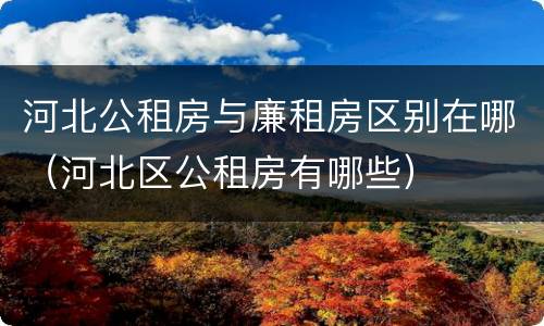 河北公租房与廉租房区别在哪（河北区公租房有哪些）