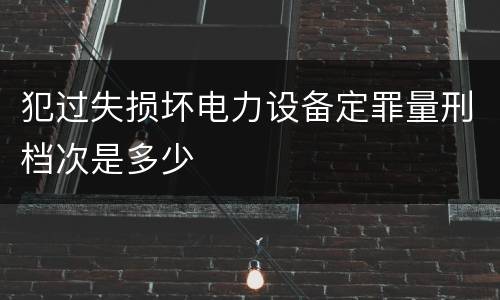 犯过失损坏电力设备定罪量刑档次是多少