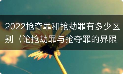 2022抢夺罪和抢劫罪有多少区别（论抢劫罪与抢夺罪的界限）