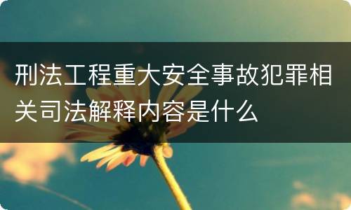 刑法工程重大安全事故犯罪相关司法解释内容是什么