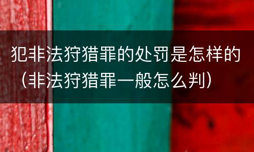 犯非法狩猎罪的处罚是怎样的（非法狩猎罪一般怎么判）