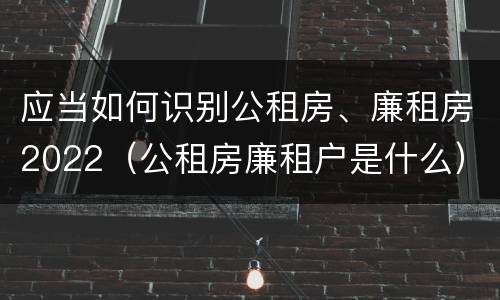 应当如何识别公租房、廉租房2022（公租房廉租户是什么）