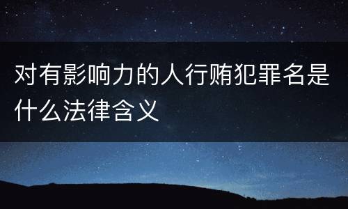 对有影响力的人行贿犯罪名是什么法律含义