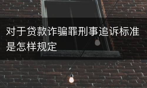 对于贷款诈骗罪刑事追诉标准是怎样规定