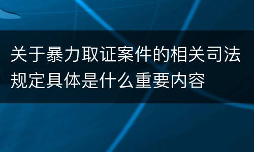 关于暴力取证案件的相关司法规定具体是什么重要内容