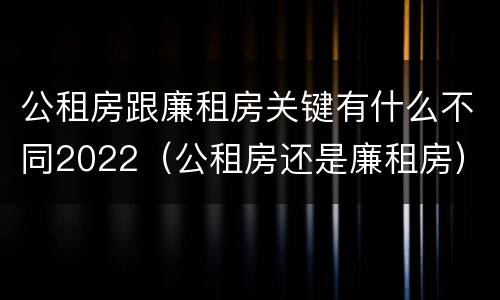 公租房跟廉租房关键有什么不同2022（公租房还是廉租房）