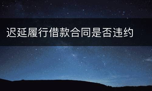 迟延履行借款合同是否违约