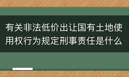 有关非法低价出让国有土地使用权行为规定刑事责任是什么