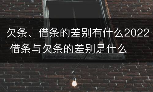 欠条、借条的差别有什么2022 借条与欠条的差别是什么