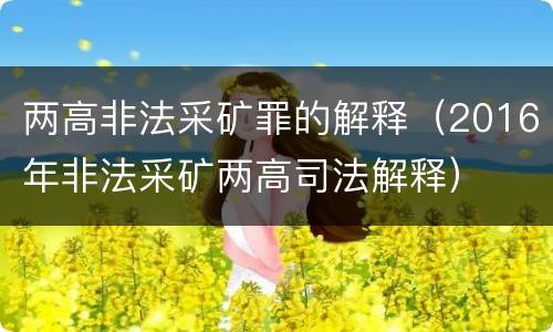 两高非法采矿罪的解释（2016年非法采矿两高司法解释）