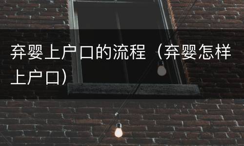弃婴上户口的流程（弃婴怎样上户口）