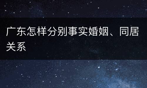 广东怎样分别事实婚姻、同居关系