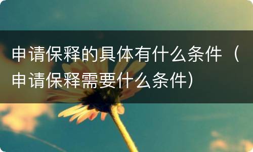 申请保释的具体有什么条件（申请保释需要什么条件）