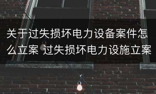 关于过失损坏电力设备案件怎么立案 过失损坏电力设施立案标准