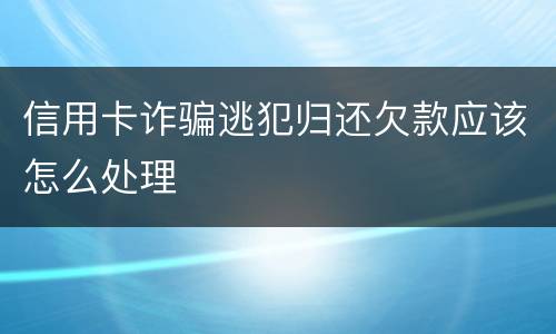 信用卡诈骗逃犯归还欠款应该怎么处理
