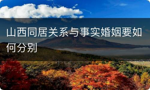 山西同居关系与事实婚姻要如何分别
