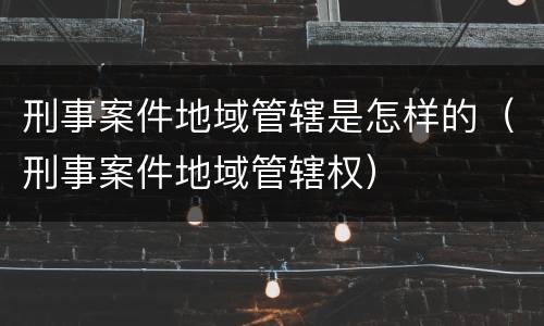 刑事案件地域管辖是怎样的（刑事案件地域管辖权）