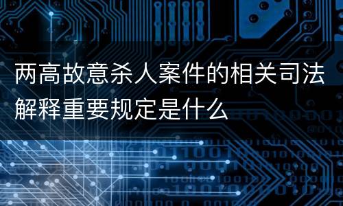 两高故意杀人案件的相关司法解释重要规定是什么
