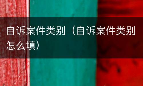 自诉案件类别（自诉案件类别怎么填）