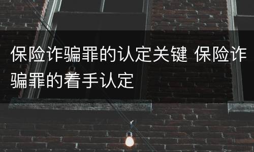 保险诈骗罪的认定关键 保险诈骗罪的着手认定