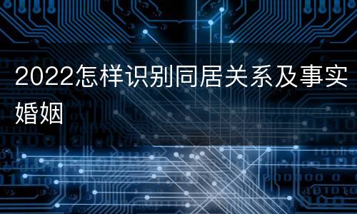 2022怎样识别同居关系及事实婚姻