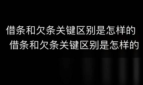 借条和欠条关键区别是怎样的 借条和欠条关键区别是怎样的呢