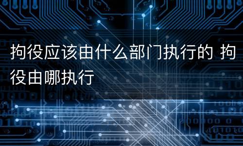 拘役应该由什么部门执行的 拘役由哪执行
