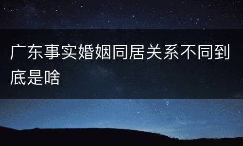 广东事实婚姻同居关系不同到底是啥